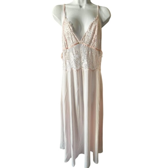 Dentelle Pink Blush Nightgown & Robe SetCassandra Size XL VTG lace Up Back